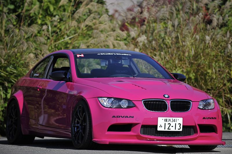It's a PINK widebody E92 M3 with very clean fender flares and did I say it