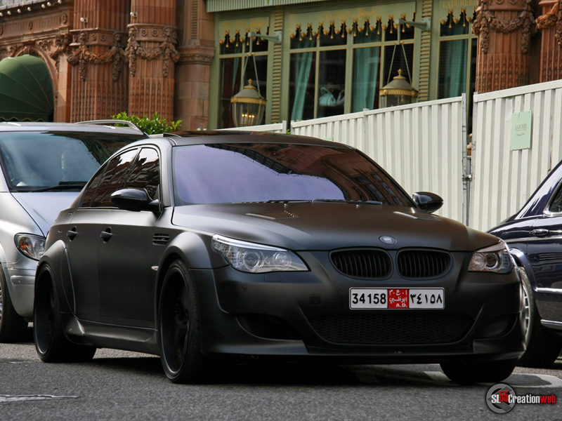 Here is a murderedout BMW E60 M5 sporting a widebody kit from Lumma